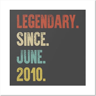 Retro Vintage 10th Birthday Legendary Since June 2010 Posters and Art